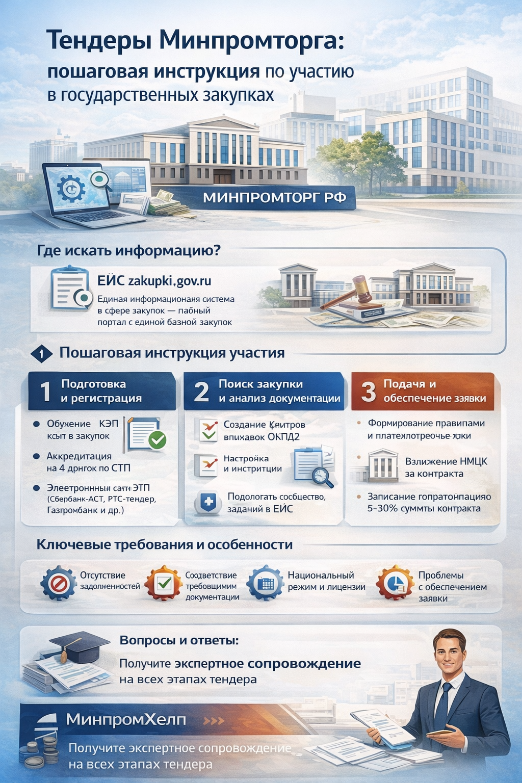 Тендеры Минпромторга: как участвовать в государственных закупках