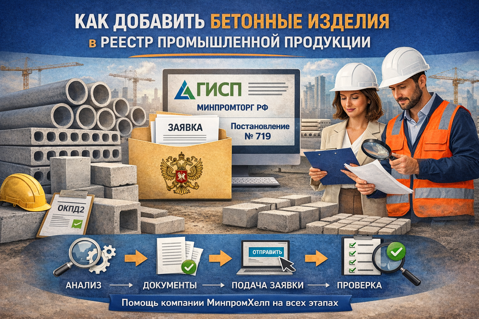 Как добавить бетонные изделия в реестр промышленной продукции