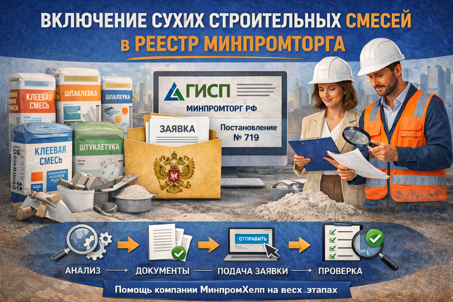 Включение сухих строительных смесей в реестр Минпромторга