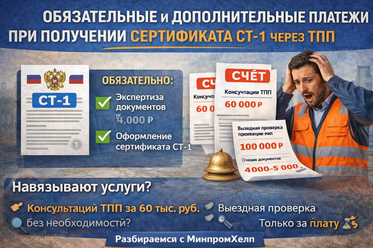 Обязательные и дополнительные платежи при получении СТ-1 через ТПП