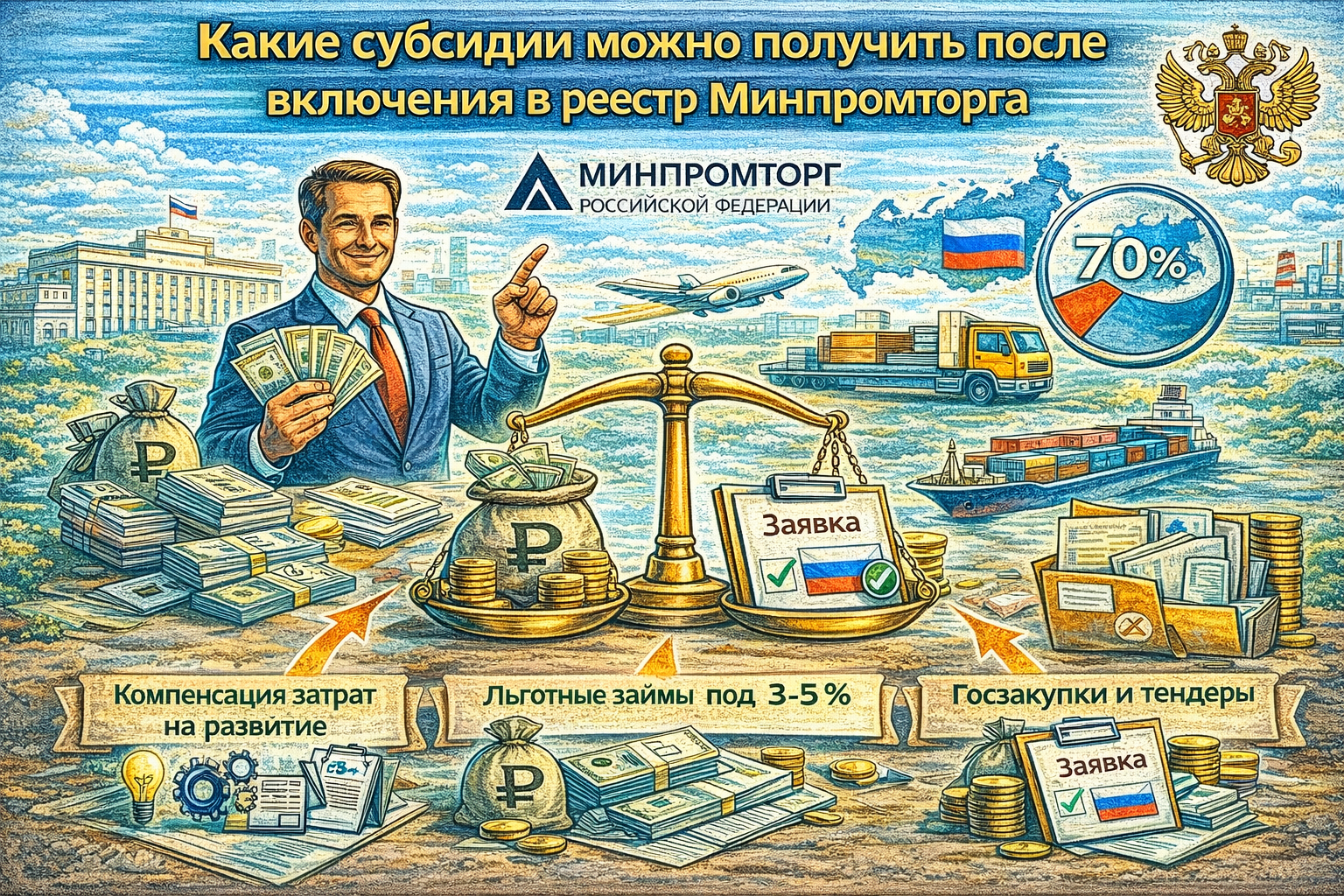 Какие субсидии можно получить после включения в реестр Минпромторга