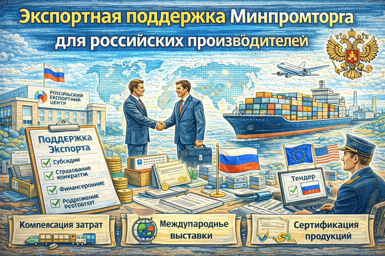 Экспортная поддержка Минпромторга для российских производителей