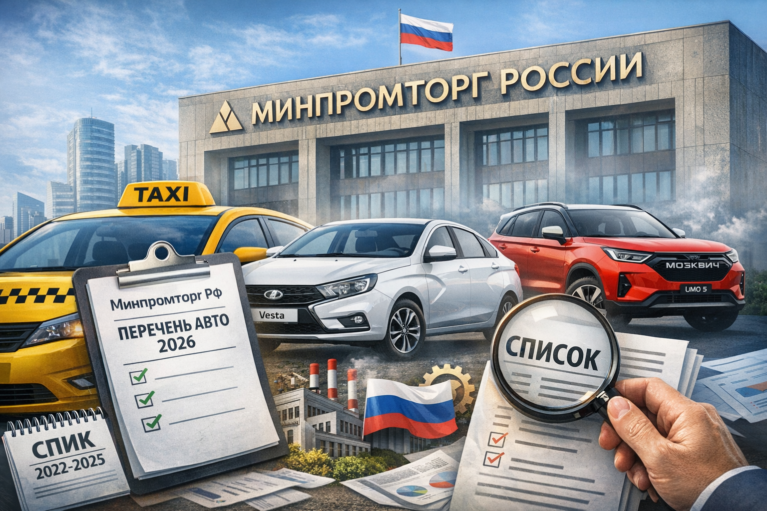 Минпромторг обновил перечень авто для такси 2026