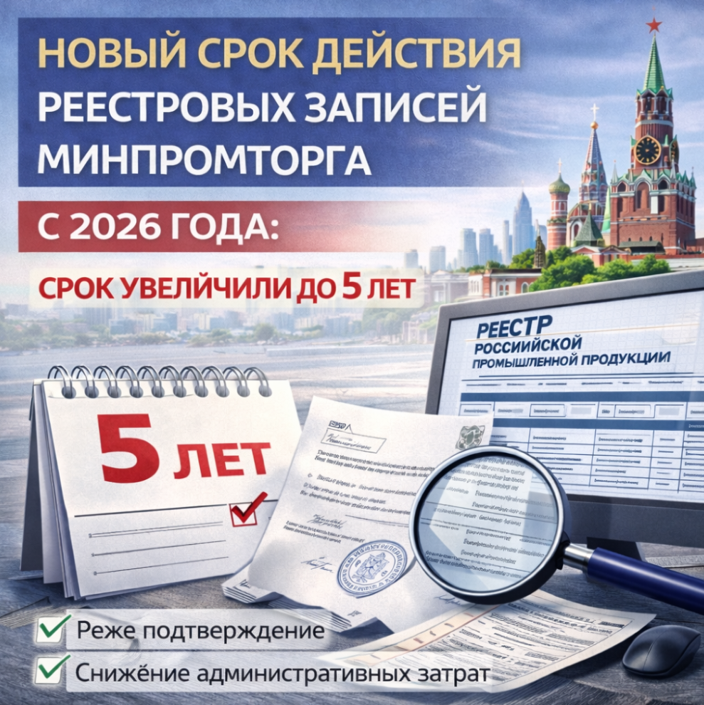 Новый срок действия реестровых записей Минпромторга — 2026