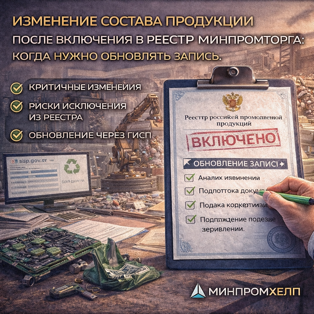 Изменение состава продукции после включения в реестр Минпромторга: когда нужно обновлять запись