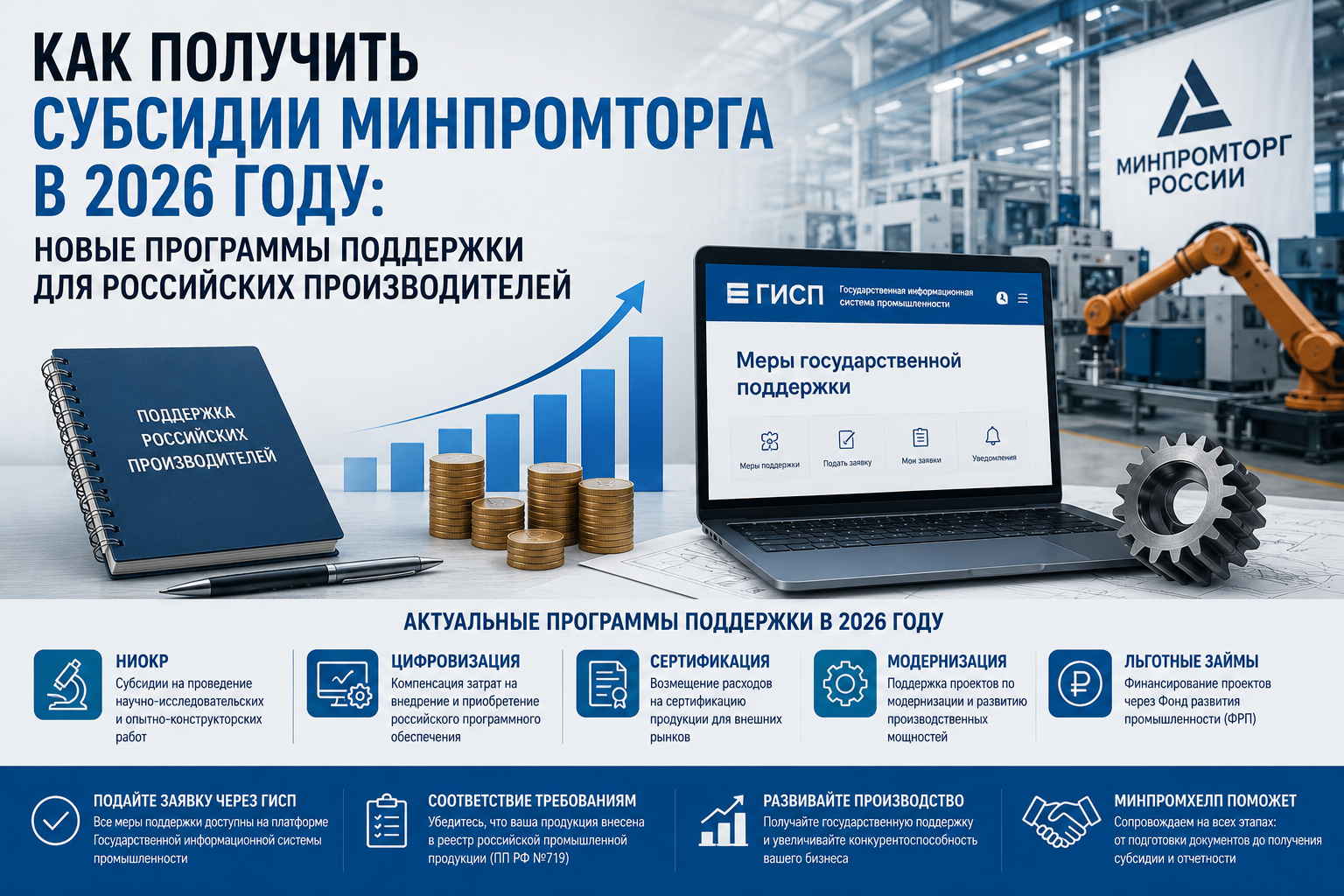 Как получить субсидии Минпромторга в 2026 году: новые программы поддержки для российских производителей