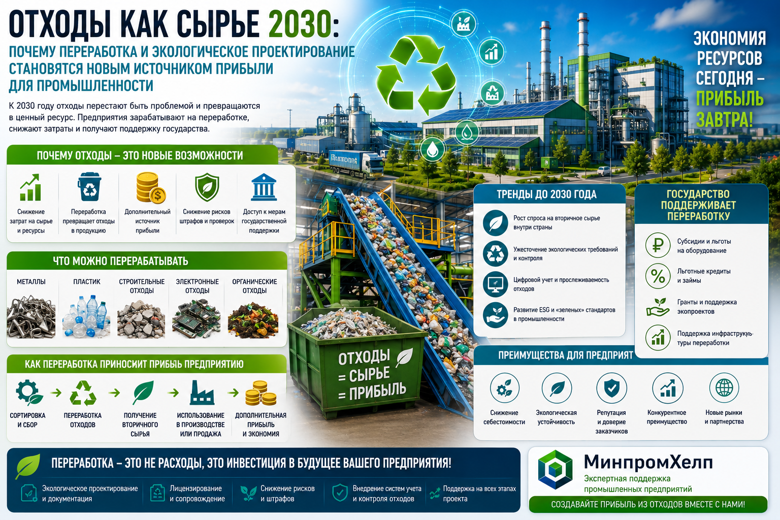 Отходы как сырье 2030: почему переработка и экологическое проектирование становятся новым источником прибыли для промышленности