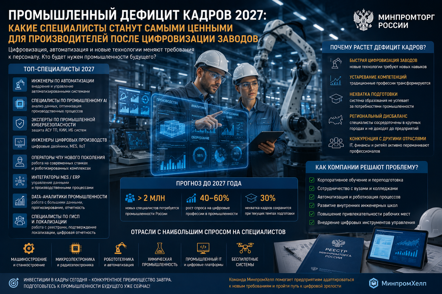 Промышленный дефицит кадров 2027: какие специалисты станут самыми ценными для производителей после цифровизации заводов