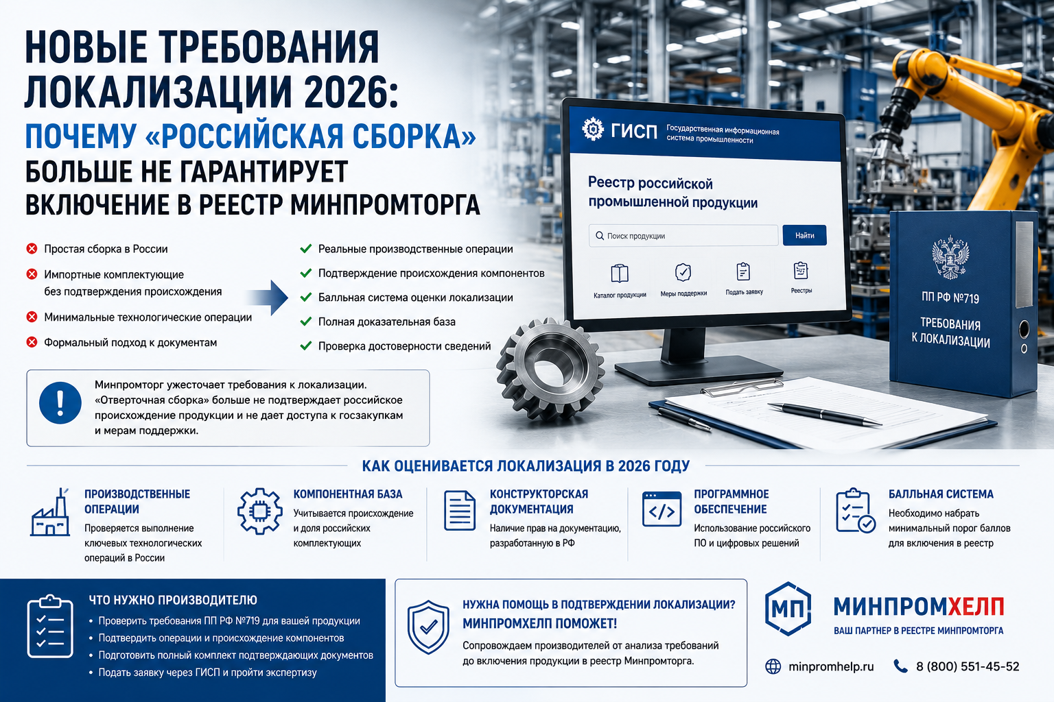 Новые требования локализации 2026: почему «российская сборка» больше не гарантирует включение в реестр Минпромторга