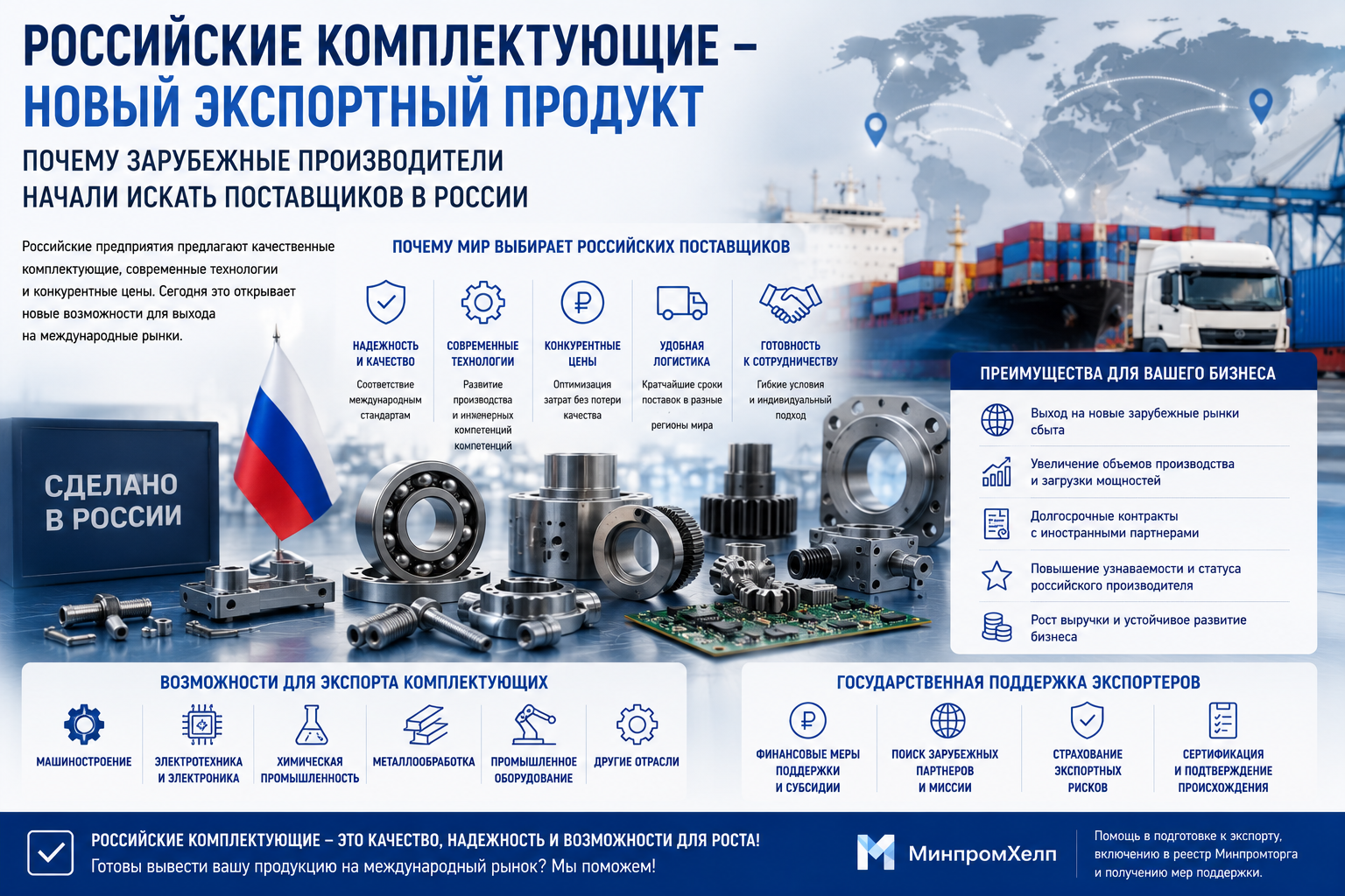 Российские комплектующие как новый экспортный продукт: почему зарубежные производители начали искать поставщиков в России