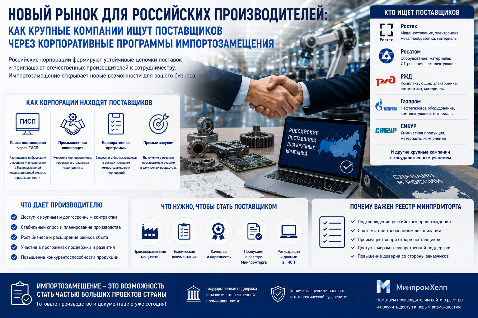 Новый рынок для российских производителей: как крупные компании ищут поставщиков через корпоративные программы импортозамещения