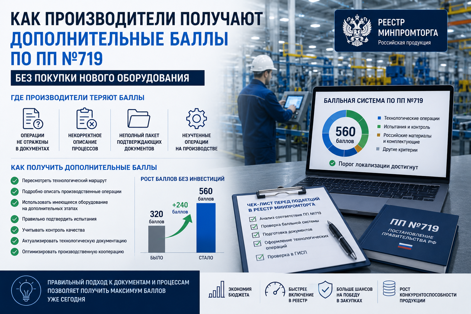 Как производители получают дополнительные баллы по ПП №719 без покупки нового оборудования