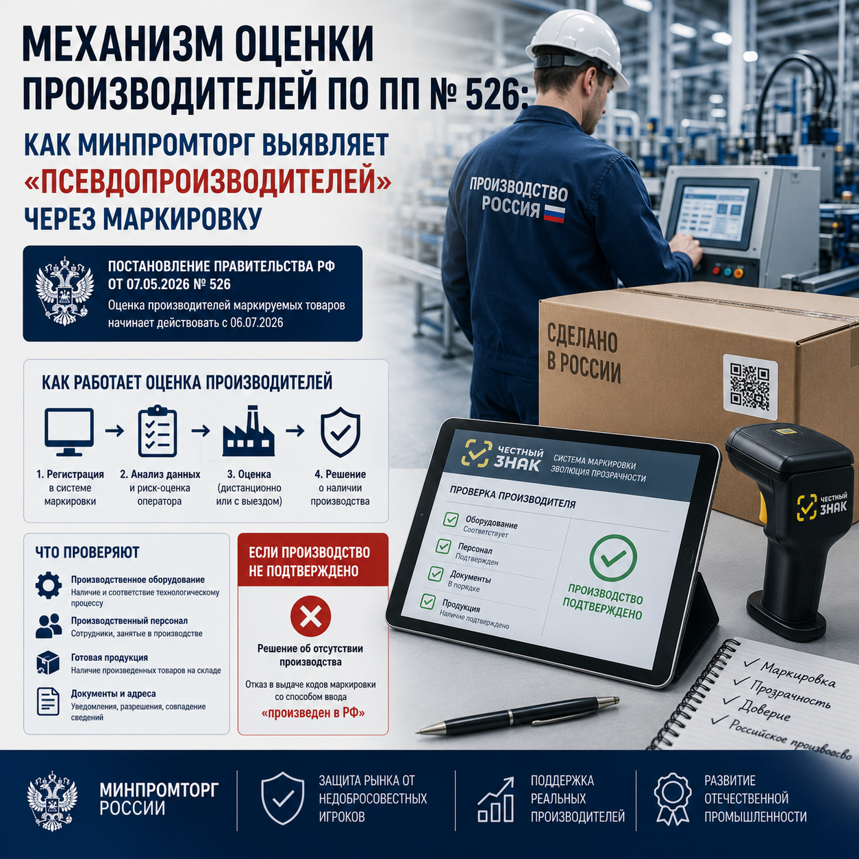 Механизм оценки производителей по ПП № 526: как Минпромторг выявляет «псевдопроизводителей» через маркировку