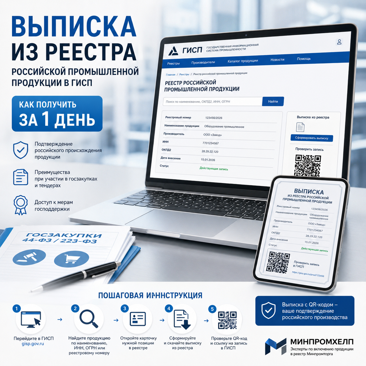 написать статью на тему Выписка из реестра российской промышленной продукции: как получить в ГИСП за 1 день