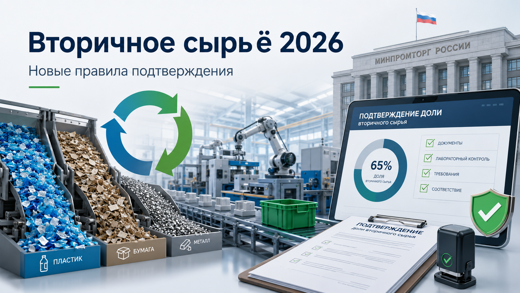 Подтверждение доли вторичного сырья через Минпромторг с 1 сентября 2026: новые правила для производителей