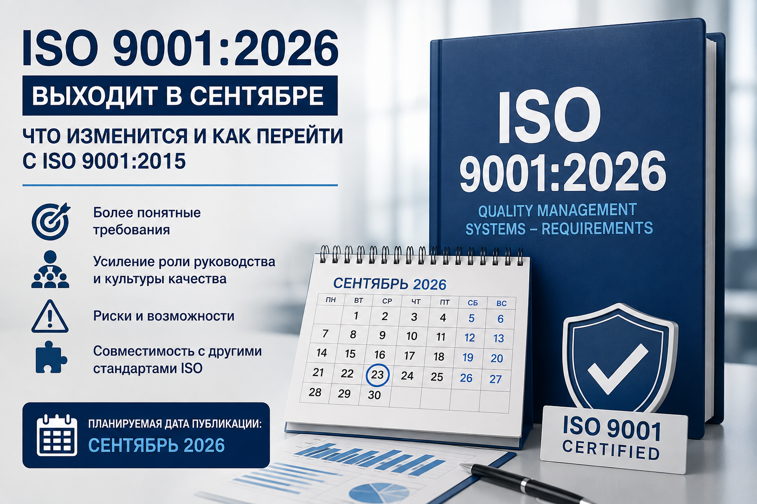 ISO 9001:2026 выходит в сентябре: что изменится и как перейти с ISO 9001:2015