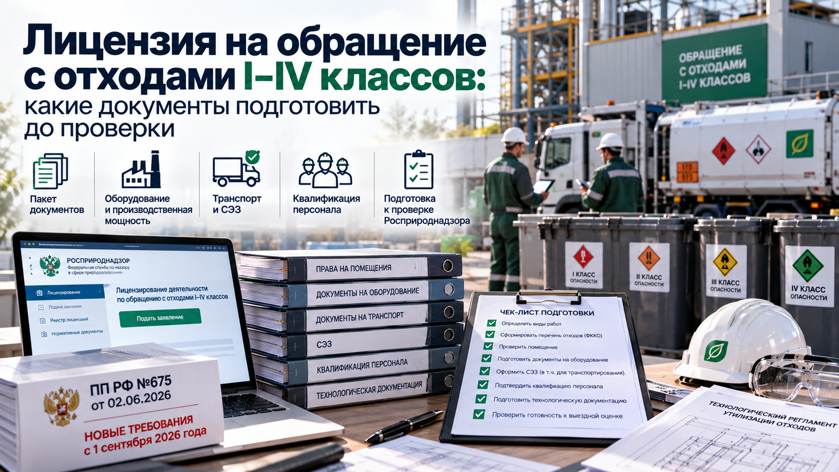 Лицензия на обращение с отходами I–IV классов: какие документы подготовить до проверки