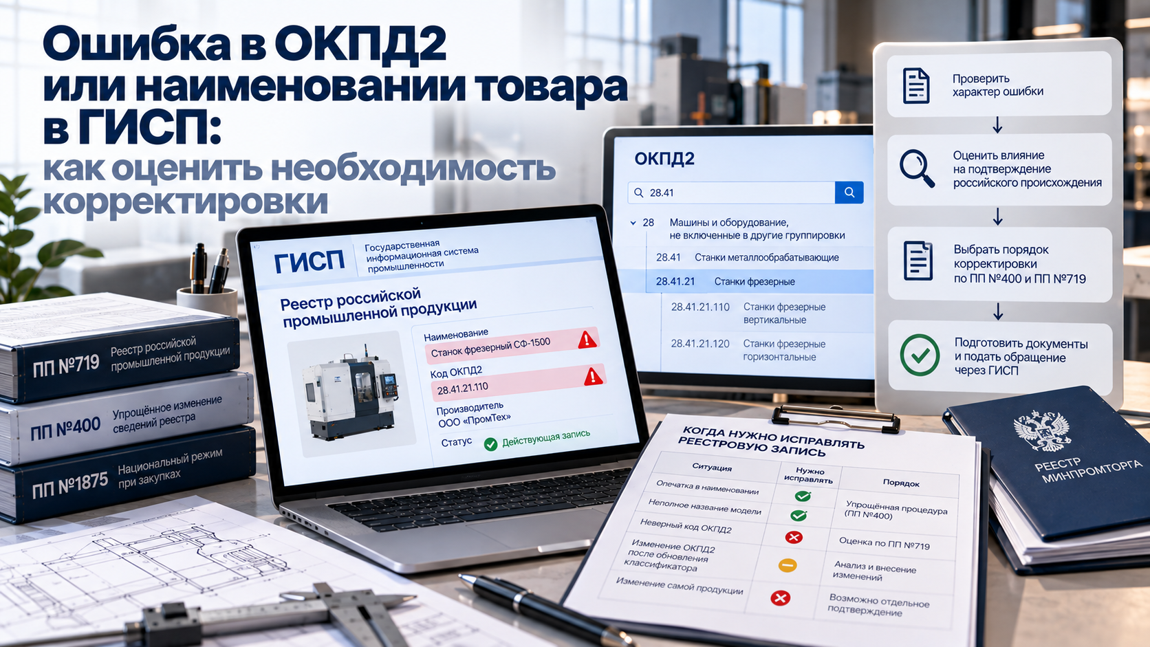 Ошибка в ОКПД2 или наименовании товара в ГИСП: как оценить необходимость корректировки