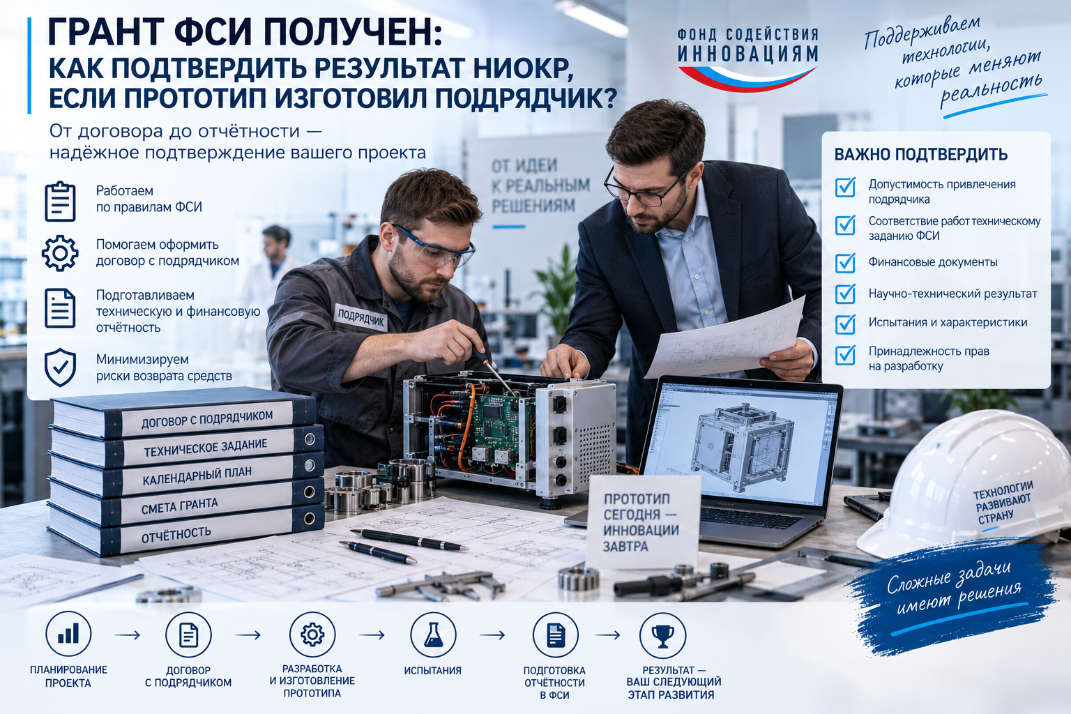 Грант ФСИ: как подтвердить НИОКР, если прототип изготовил подрядчик