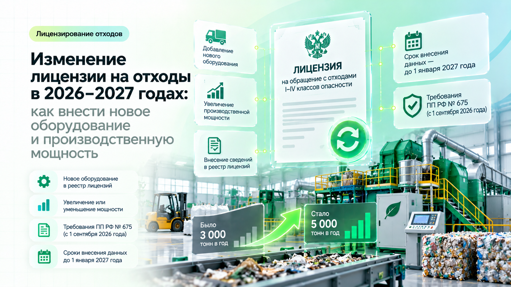 Изменение лицензии на отходы в 2026–2027 годах: как внести новое оборудование и производственную мощность