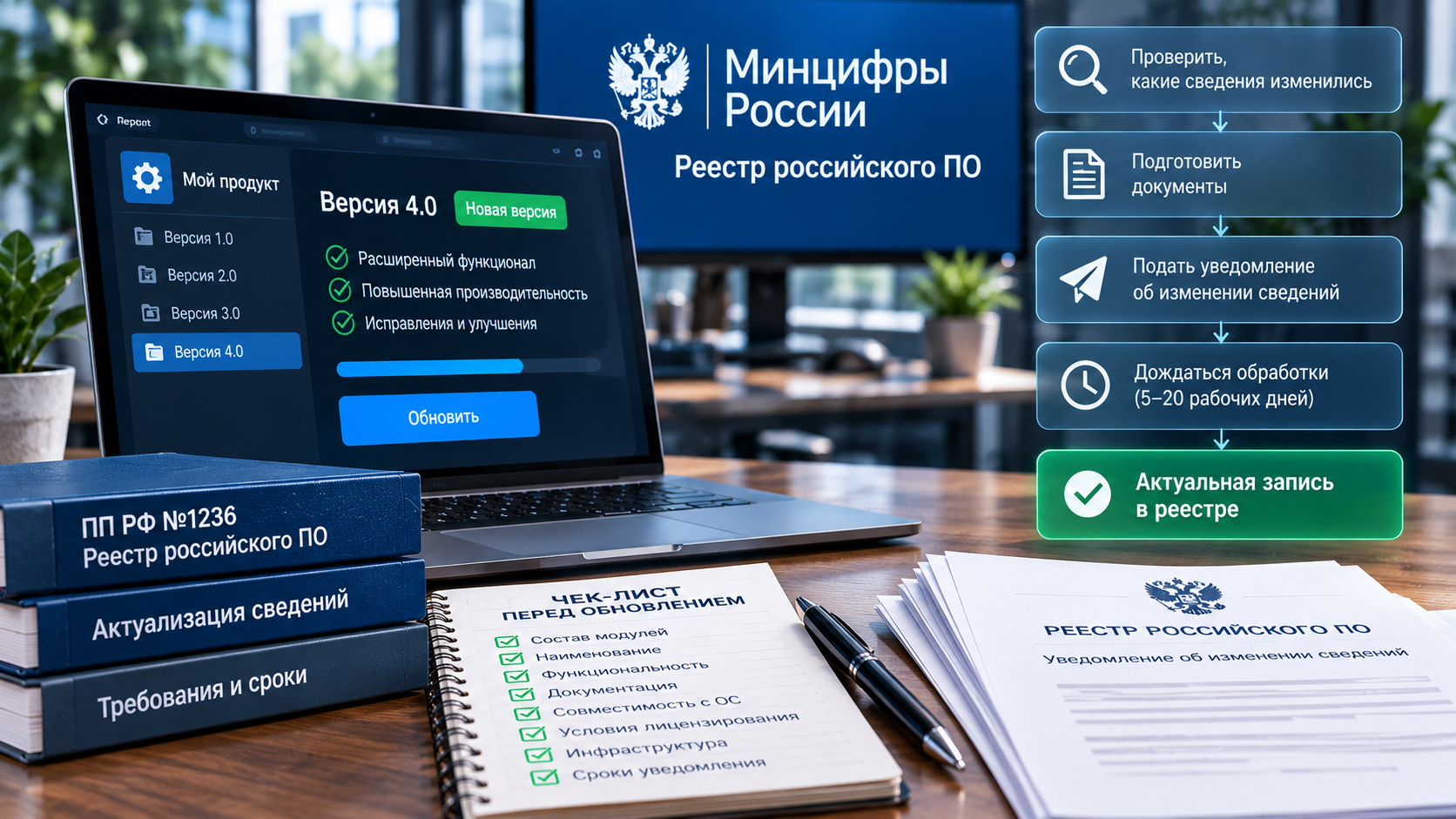 Новая версия программы после включения в реестр Минцифры: какие сведения актуализировать